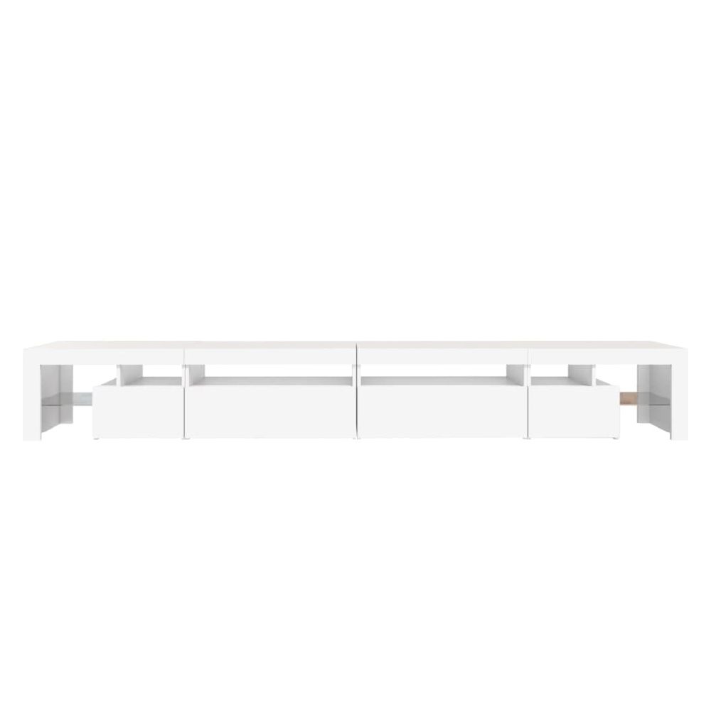 Bowie Wooden TV Stand In White With LED Lights