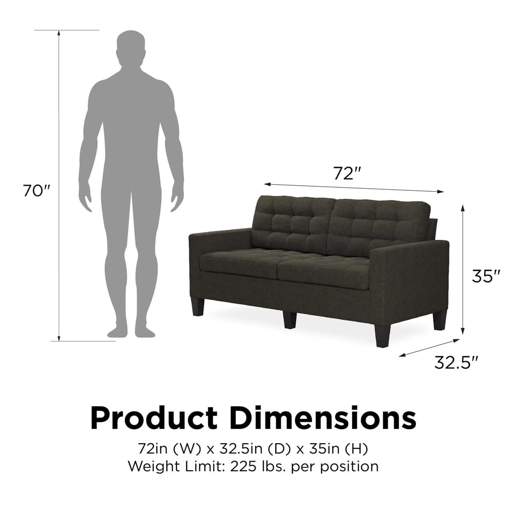 Bowies Fabric 2 Seater Sofa With Black Legs In Grey