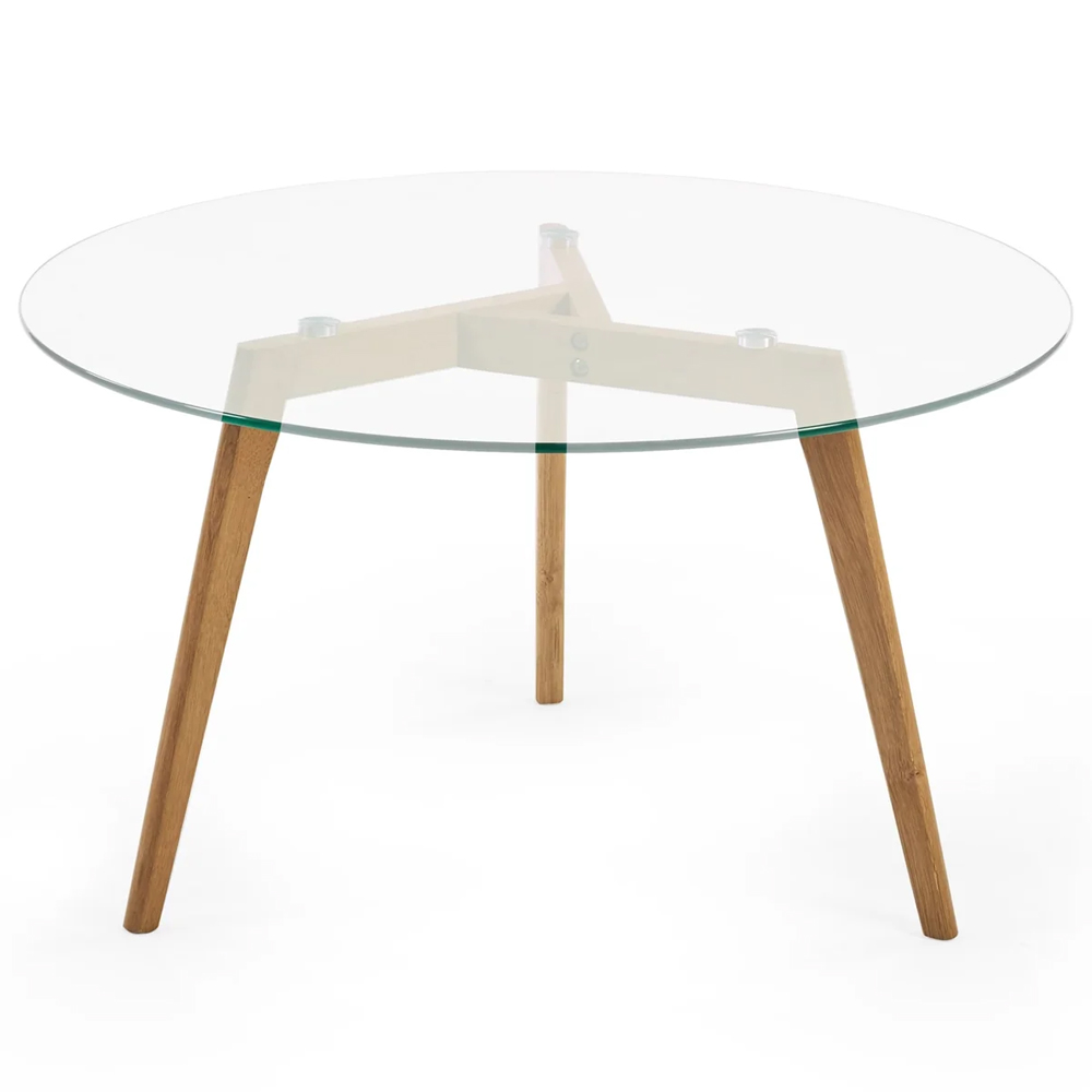 Bowler Glass Top Round Coffee Table - Light Oak