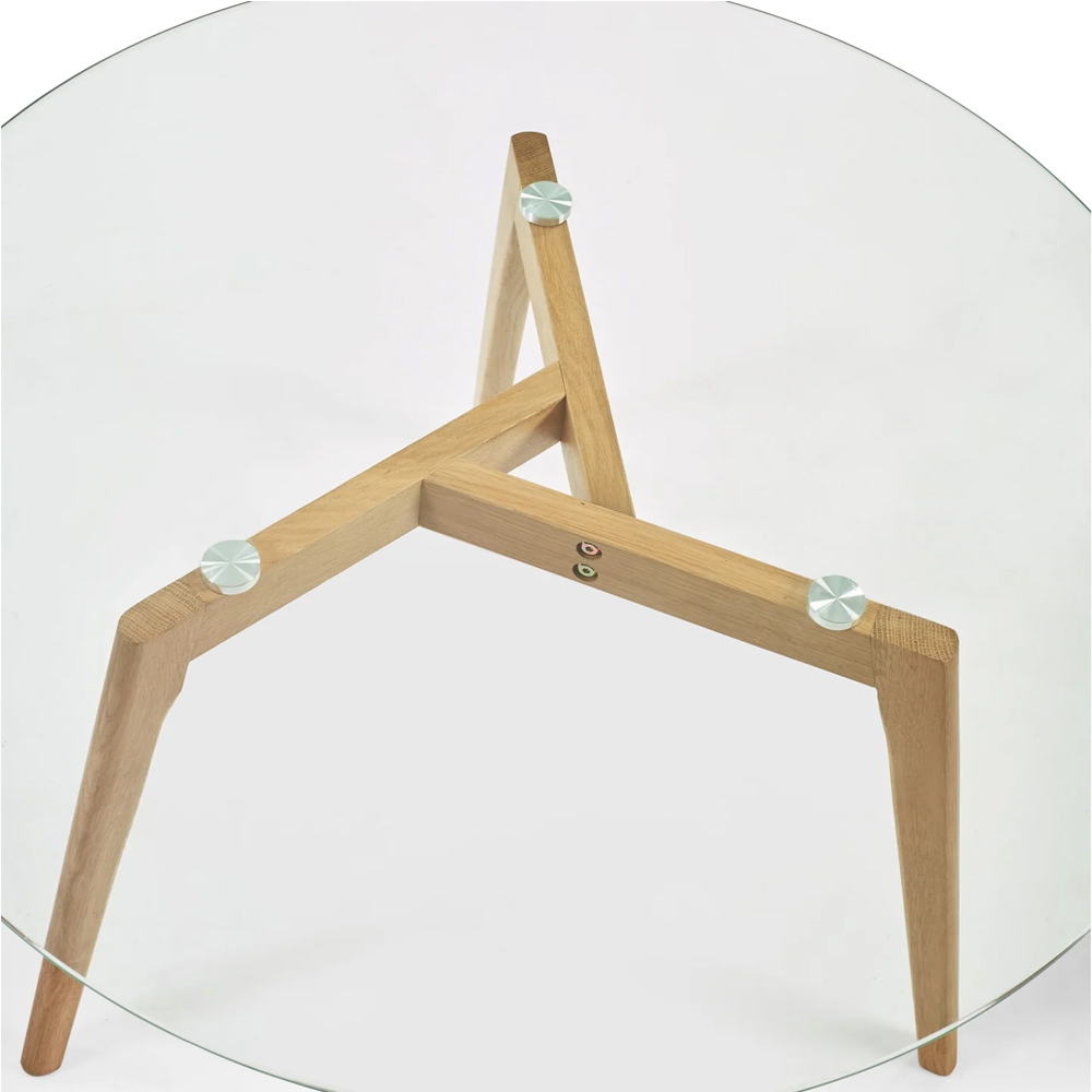 Bowler Glass Top Round Coffee Table - Light Oak