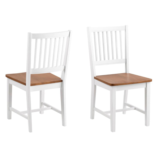 Read more about Bowral oak and white wooden dining chairs in pair