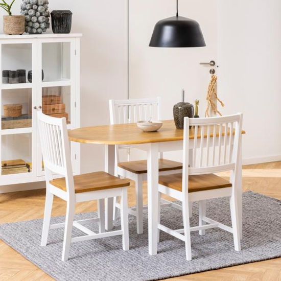 Bowral Square Wooden Butterfly Dining Table In Oak And White_5
