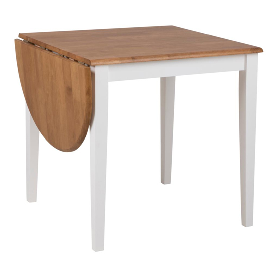 Read more about Bowral square wooden butterfly dining table in oak and white