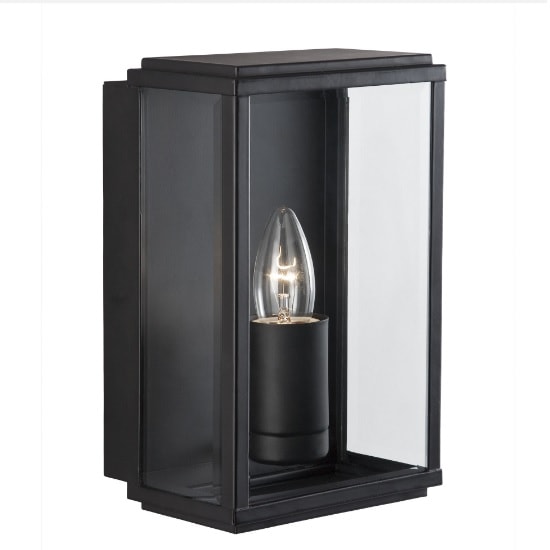 Product photograph of Box Outdoor Wall Light In Black With Bevelled Glass from Furniture in Fashion