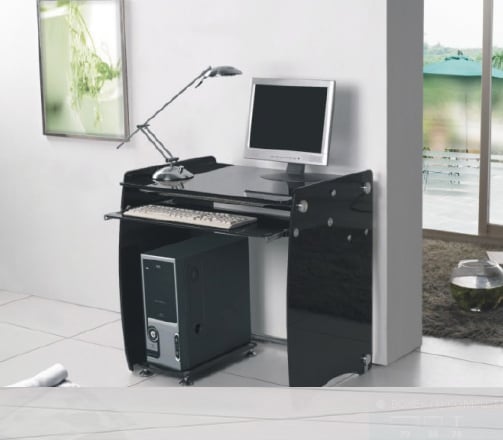 Paris Computer Desk In Black Glass 1975 Furniture Paris Computer Desk In Black Glass