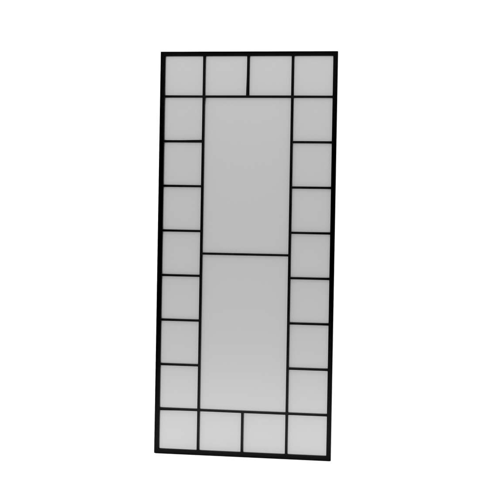 Boxia Wooden Floor Full Length Mirror with Black Metal Frame