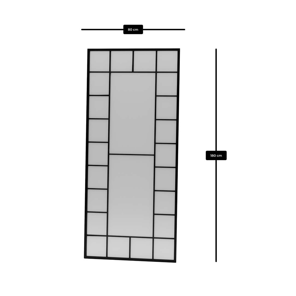 Boxia Wooden Floor Full Length Mirror with Black Metal Frame