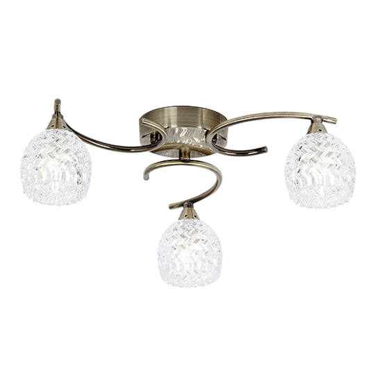 Read more about Boyer 3 lights glass semi flush ceiling light in antique brass