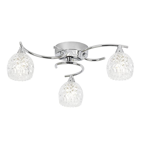 Product photograph of Boyer 3 Lights Glass Semi Flush Ceiling Light In Chrome from Furniture in Fashion