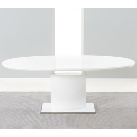 Bozan Oval Extending High Gloss Dining Table In White_2