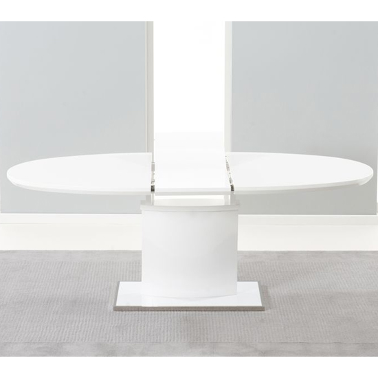 Bozan Oval Extending High Gloss Dining Table In White_3