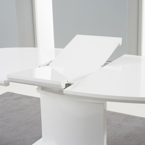 Bozan Oval Extending High Gloss Dining Table In White_5