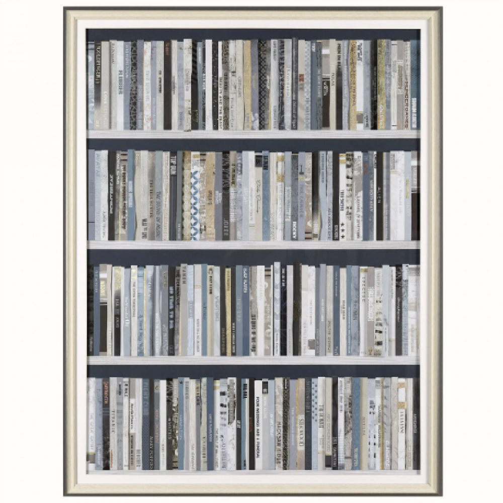 Bozeman Wooden Bookshelf Wall Art In Cream And Grey Frame