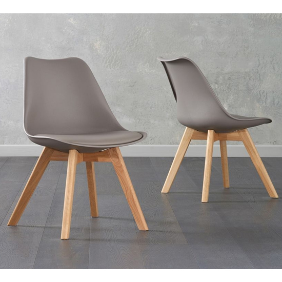 Bertake Taupe Faux Leather Dining Chairs In Pair FiF