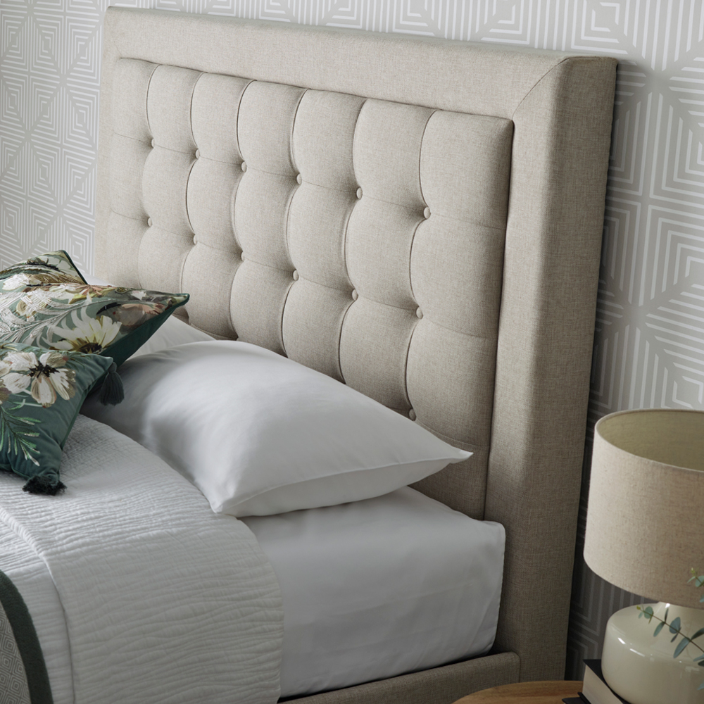 Bradenton Fabric Ottoman Storage Double Bed In Oatmeal