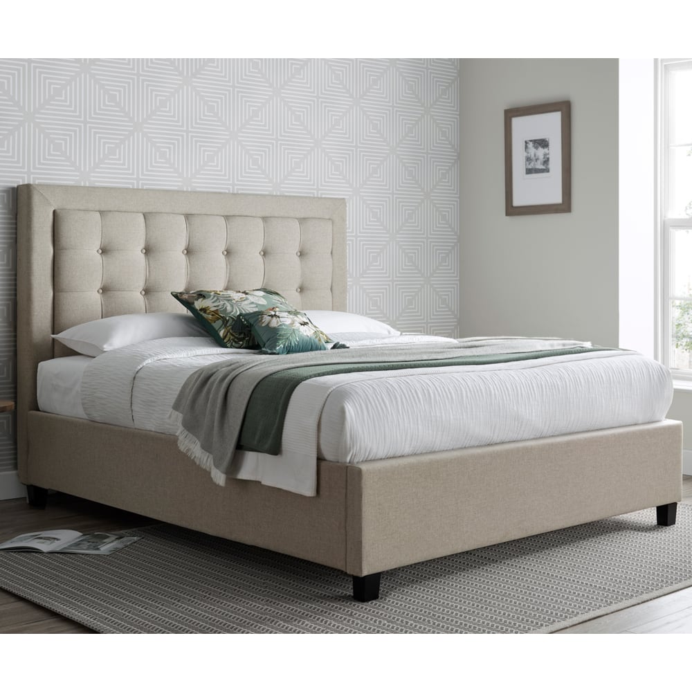 Bradenton Fabric Ottoman Storage Double Bed In Oatmeal
