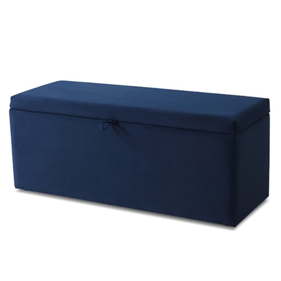 Product photograph of Bradenton Velvet Blanket Box In Blue from Furniture in Fashion