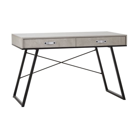 Product photograph of Bradken Wooden Computer Desk With Black Frame In Concrete from Furniture in Fashion