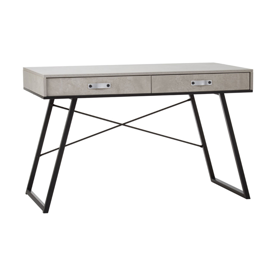 Bradken Wooden Computer Desk With Black Frame In Concrete