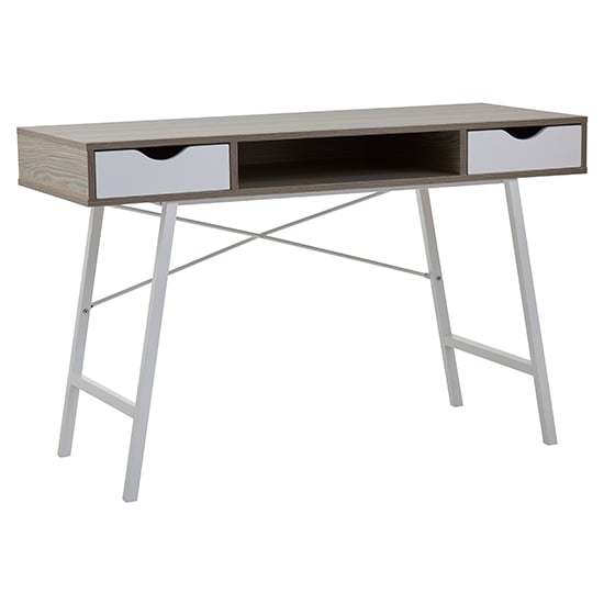 Product photograph of Bradken Wooden Computer Desk In Light Oak And White from Furniture in Fashion