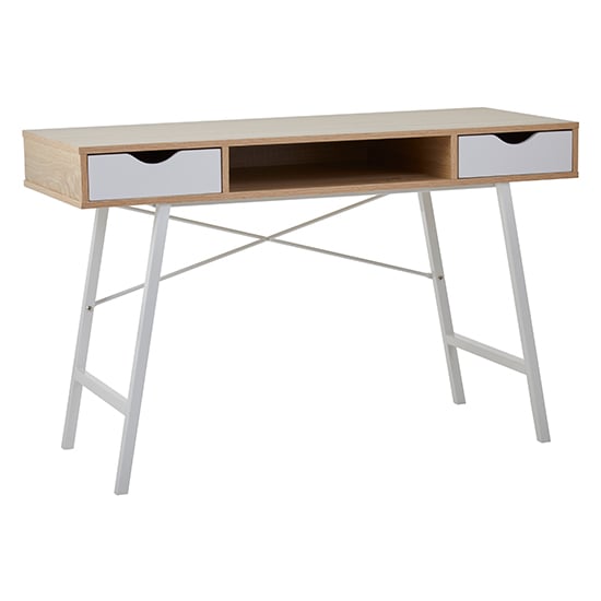 Product photograph of Bradken Wooden Computer Desk In Natural Oak And White from Furniture in Fashion