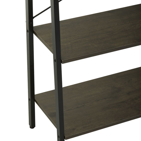 Bradken Dark Oak Wooden 4 Tier Shelving Unit With Black Frame