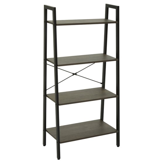 Bradken Dark Oak Wooden 4 Tier Shelving Unit With Black Frame