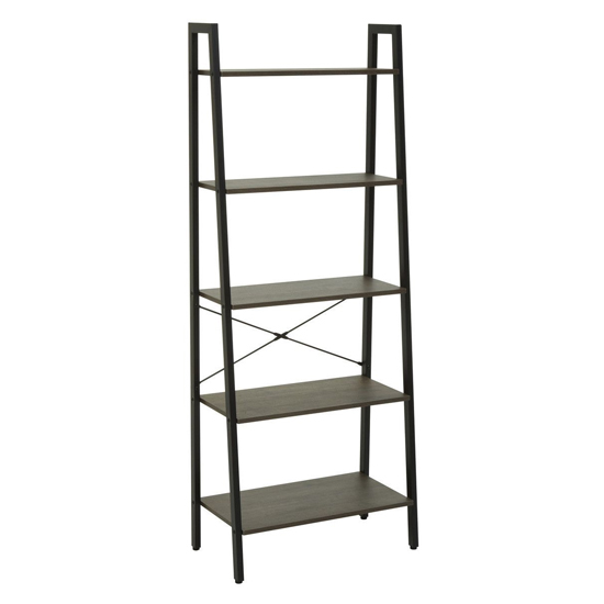 Bradken Dark Oak Wooden 5 Tier Shelving Unit With Black Frame