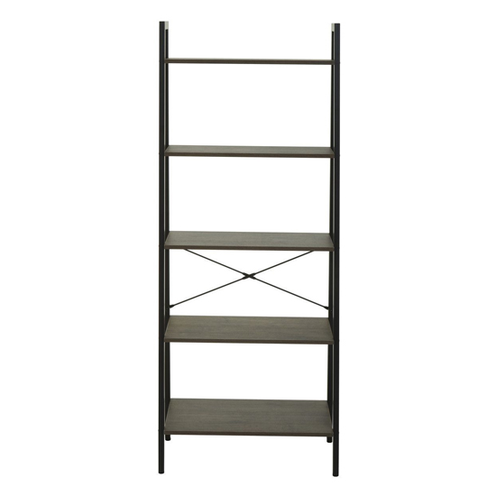 Bradken Dark Oak Wooden 5 Tier Shelving Unit With Black Frame