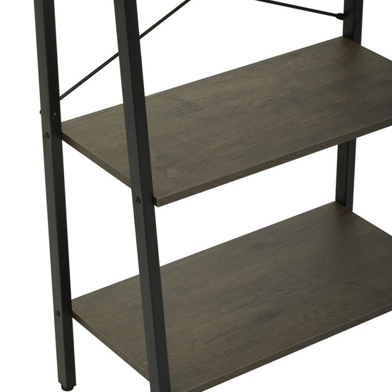 Bradken Dark Oak Wooden 5 Tier Shelving Unit With Black Frame