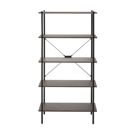 Bradken Dark Oak Wooden Shelving Unit With Black Metal Frame