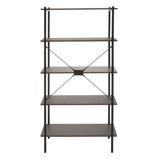 Bradken Dark Oak Wooden Shelving Unit With Black Metal Frame