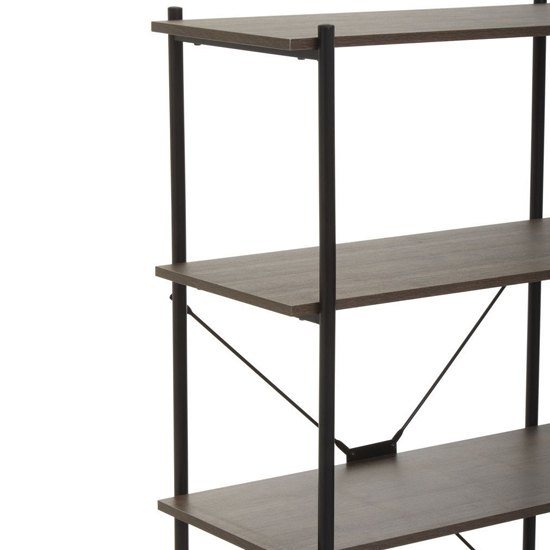 Bradken Dark Oak Wooden Shelving Unit With Black Metal Frame