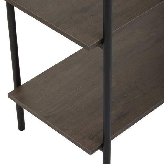 Bradken Dark Oak Wooden Shelving Unit With Black Metal Frame