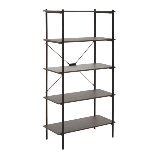 Product photograph of Bradken Dark Oak Wooden Shelving Unit With Black Metal Frame from Furniture in Fashion
