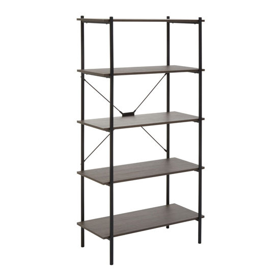 Bradken Dark Oak Wooden Shelving Unit With Black Metal Frame