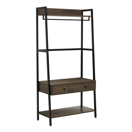 Photo of Bradken dark oak wooden storage unit with black metal frame