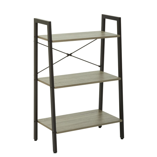 Bradken Grey Oak Wooden 3 Tier Shelving Unit With Black Frame