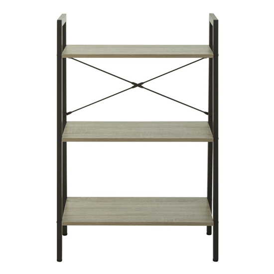 Bradken Grey Oak Wooden 3 Tier Shelving Unit With Black Frame