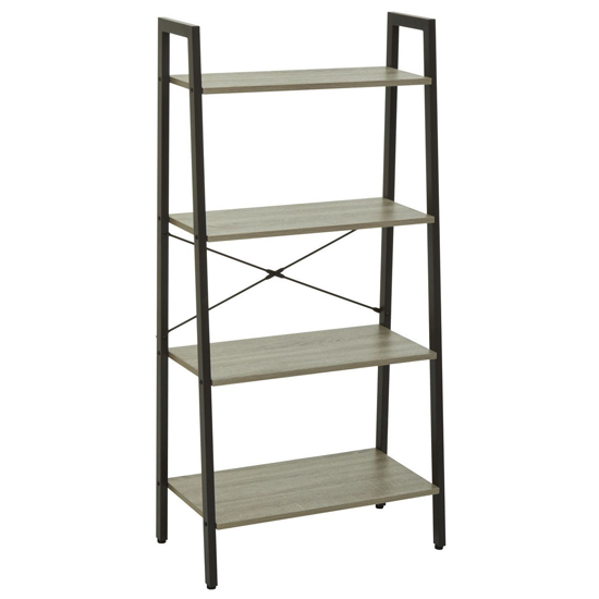 Bradken Grey Oak Wooden 4 Tier Shelving Unit With Black Frame