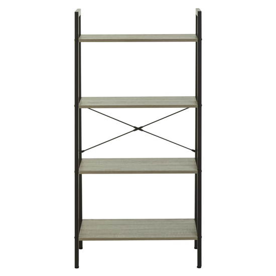 Bradken Grey Oak Wooden 4 Tier Shelving Unit With Black Frame