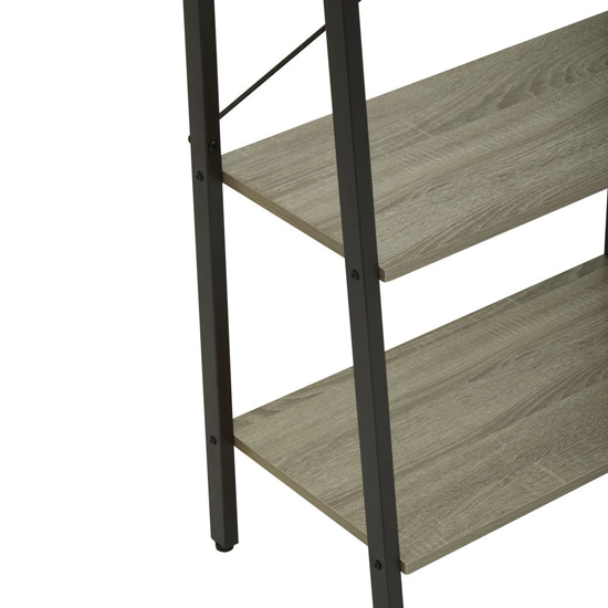 Bradken Grey Oak Wooden 4 Tier Shelving Unit With Black Frame