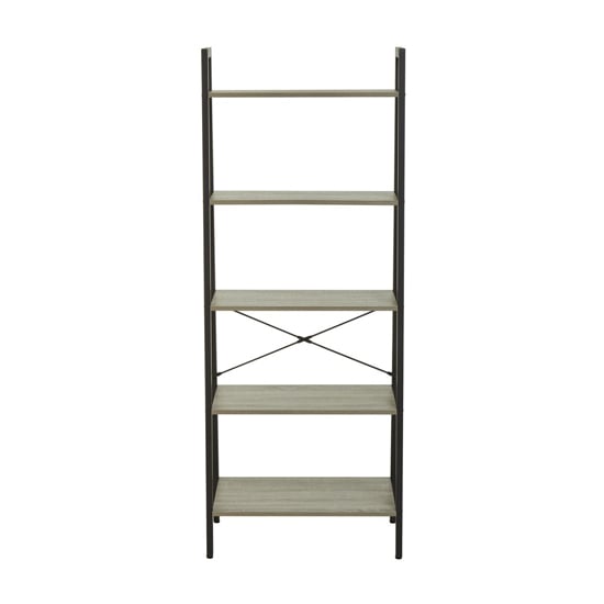 Bradken Grey Oak Wooden 5 Tier Shelving Unit With Black Frame