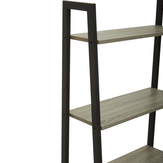 Bradken Grey Oak Wooden 5 Tier Shelving Unit With Black Frame