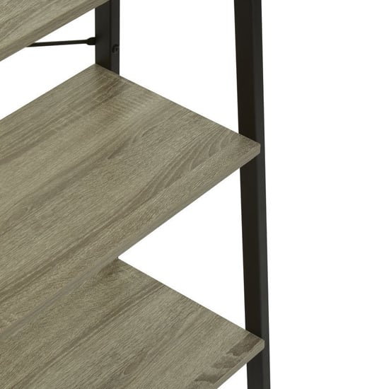 Bradken Grey Oak Wooden 5 Tier Shelving Unit With Black Frame