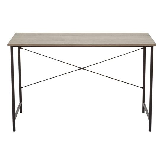 Bradken Grey Oak Wooden Laptop Desk With Black Metal Frame