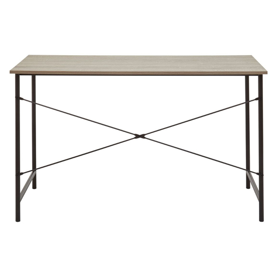 Bradken Grey Oak Wooden Laptop Desk With Black Metal Frame