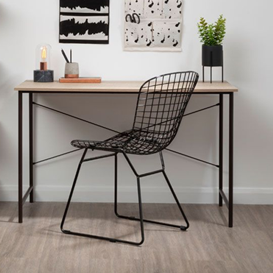 Product photograph of Bradken Grey Oak Wooden Laptop Desk With Black Metal Frame from Furniture in Fashion