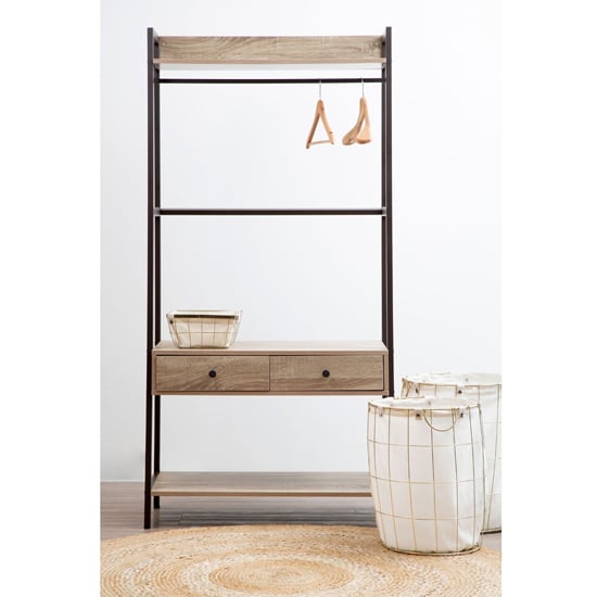 Product photograph of Bradken Grey Oak Wooden Storage Unit With Black Metal Frame from Furniture in Fashion