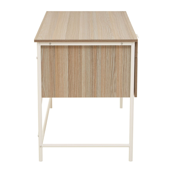 Bradken Natural Oak Wooden Computer Desk With White Metal Frame